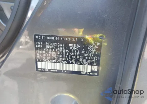 2020 Honda Fit Lx from USA, damaged, VIN 3HGGK5H41LM701615